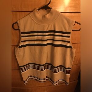 Rena Rowan Striped Sleeveless Mock Neck Top size medium